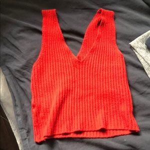 Red knit top